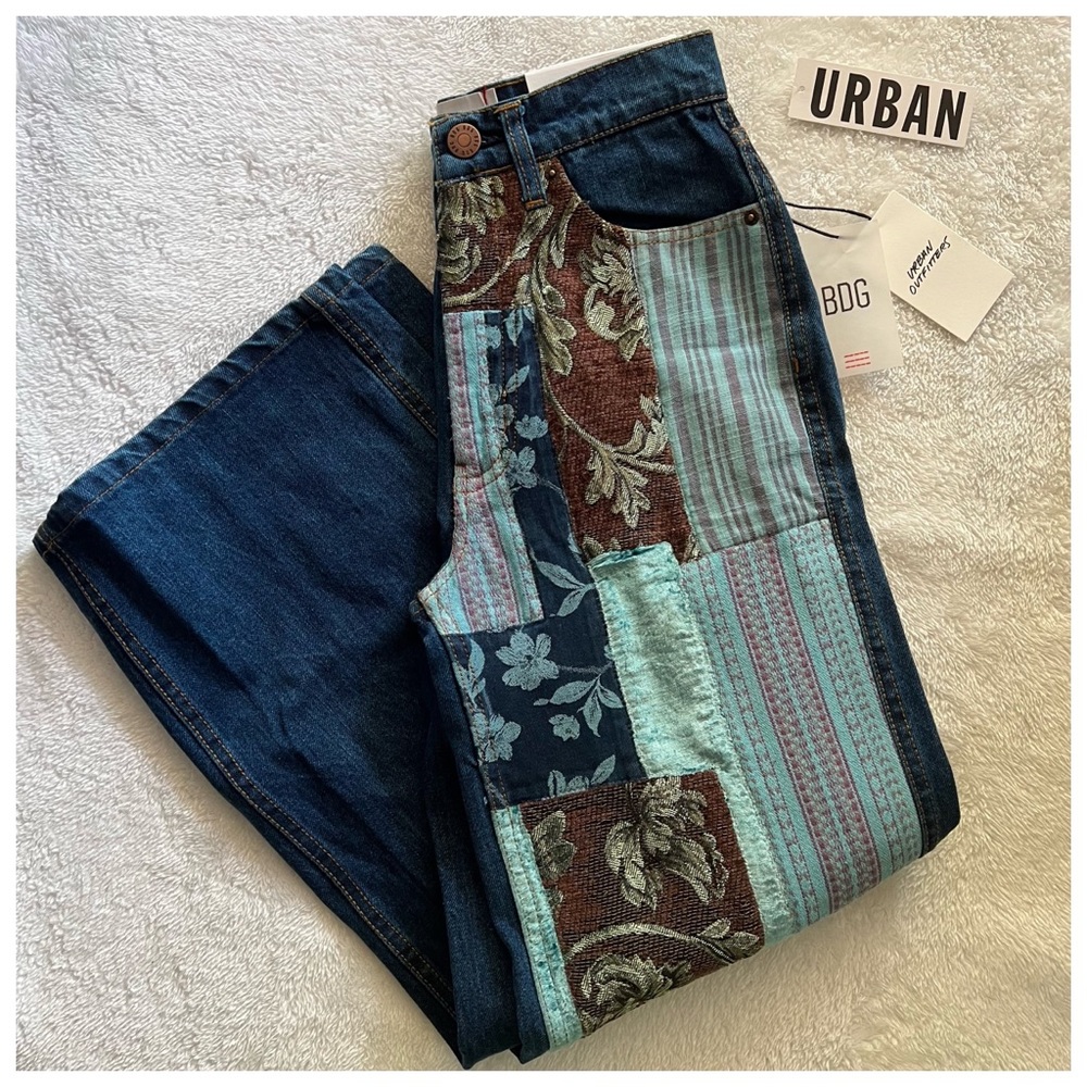 BDG Patchwork high rise, wide leg, denim jeans - Picture 3 of 13